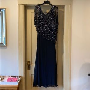 Women’s navy blue maxi dress with sequins overlay